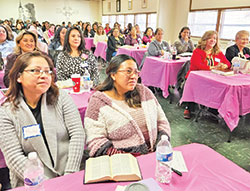 Women taking part in the Intercultural Pastoral Institute&rsquo;s first congress for Spanish-speaking women on Dec. 9 at Holy Trinity Parish in Edinburgh listen to a speaker. (Submitted photo)