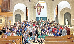 Teams of Our Lady &ldquo;Sector couples&rdquo;&mdash;couples who coordinate smaller teams within a geographical area in the U.S.&mdash;pose for a photo in Our Lady of Loretto Church in Foxfield, Colo., during a training weekend in July of 2023. (Submitted photo)