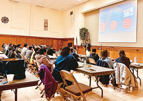 Felix Navarrete, archdiocesan coordinator of Hispanic Ministry, leads the first session of a training program for leaders of Catholic Charismatic Renewal on March 23 at the Archbishop Edward T. O&rsquo;Meara Catholic Center in Indianapolis. (Submitted photo)