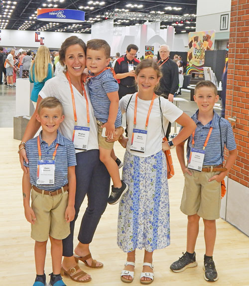 The McDonnell family&mdash;Owen, left, Meghan, Evan, Maura and Colton&mdash;are all smiles as they enjoy their time at the National Eucharistic Congress on July 18. (Photo by Mike Krokos)