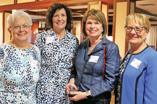Sharon Haggenjos, left, Anne Wilmes, Cathy Kroeff and Ellen Sanders were among those who attended an April 29 Catholic Women&rsquo;s Giving Circle launch event for its 2025 grant process at Ivy Tech Community College in Indianapolis. (Submitted photo)