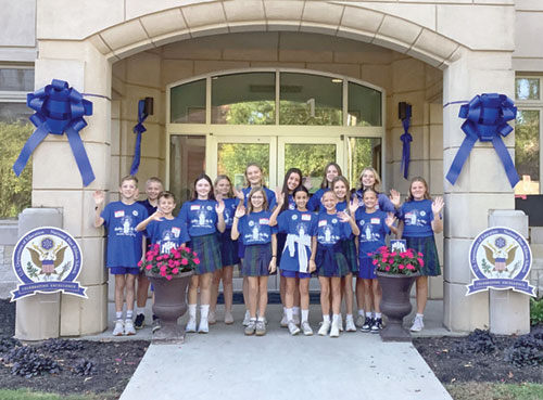 Students at Immaculate Heart of Mary School in Indianapolis celebrate the school&rsquo;s selection as one of the schools to receive a first-ever Indiana Blue Ribbon School designation.  (Photo courtesy of Alex Rodman)