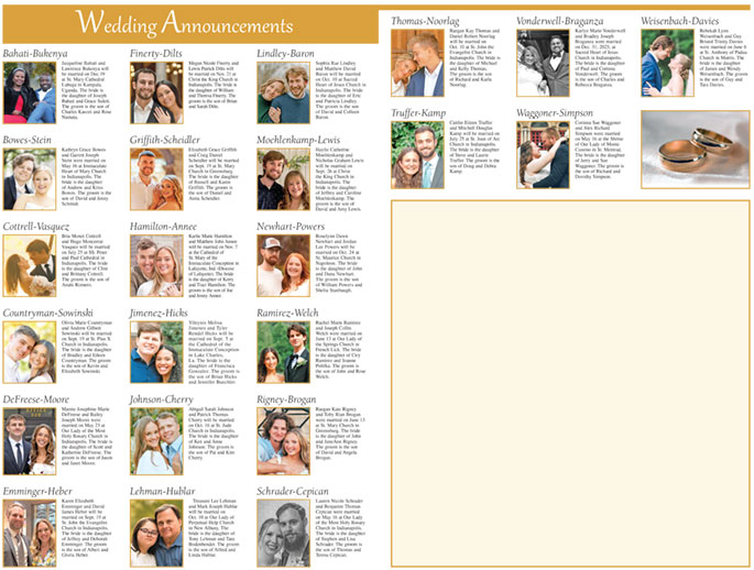 Weddings announcements for Fall 2026