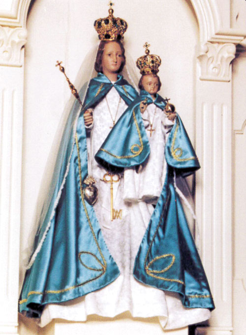 In 1863, three Civil War soldiers who were members of St. Augustine Parish in Leopold were sent to the notorious prisoner of war camp at Andersonville, Ga. The soldiers prayed to the Blessed Virgin Mary under a particular title and vowed to have a statue in her honor made in their native Belgium if they survived the prison camp. All three soldiers survived, and one traveled to Belgium to have the statue made. It was brought back to St. Augustine Parish in 1867. For many years, the parish held a pilgrimage and novena to the Blessed Virgin Mary under this title.