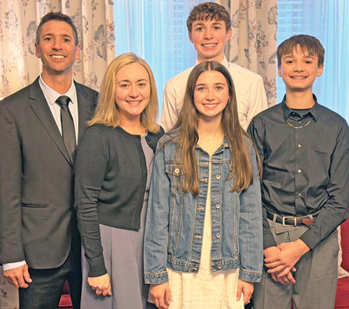 For Matthew Goddard, the new executive director of the archdiocese&rsquo;s Mother Theodore Catholic Academies, family is a gift he shares with his wife, Nichole, and their three children, Quentin, left, Lily and Jacob. They are members of SS. Francis and Clare of Assisi Parish in Greenwood. (Submitted photo)