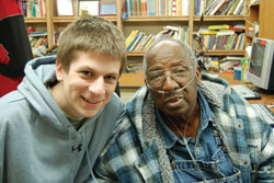 Lucious Newsom (right), founder of the Lord&rsquo;s Pantry in Indianapolis, asked St. Elizabeth Ann Seton parishioner Stephen Champlin to run a food program for children in need. (Photo by Caroline B. Mooney)